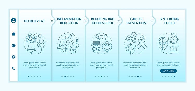 Intermittent fasting benefits onboarding vector template
