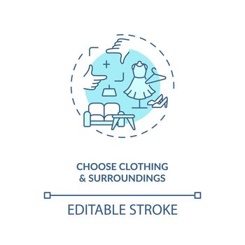 Choose clothing, surroundings concept icon.