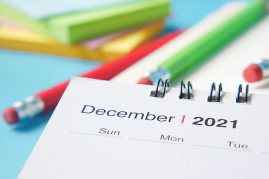 detail shot of a calendar with a December month
