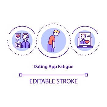 Dating app fatigue concept icon