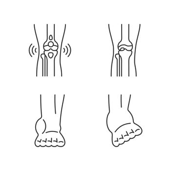 Arthritis leg pain linear icons set