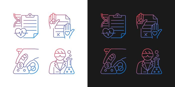 Experimental research gradient icons set for dark and light mode