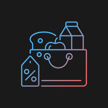 Reduced food prices gradient vector icon for dark theme