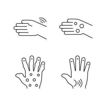 Arthritis in hands linear icons set