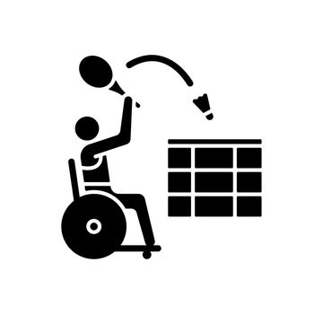 Wheelchair badminton black glyph icon