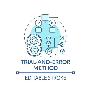 Trial and error method blue concept icon