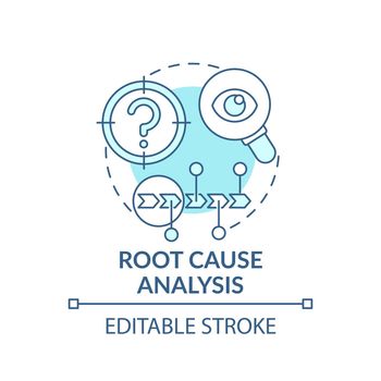 Root cause analysis blue concept icon