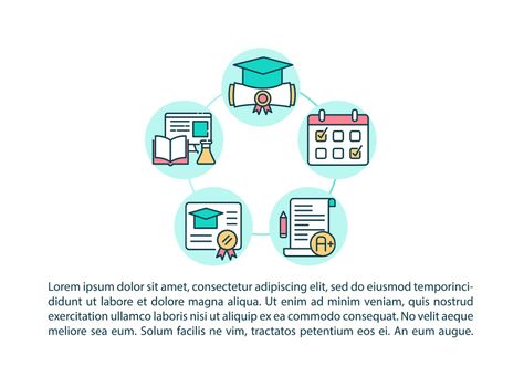 Certification medical education concept line icons with text