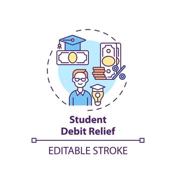 Student debt relief concept icon