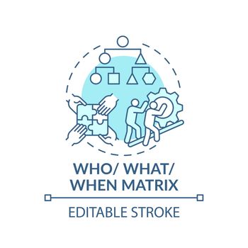 Who, what, when matrix blue concept icon