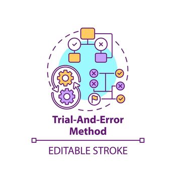Trial and error method concept icon
