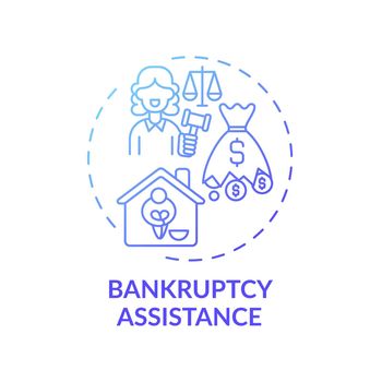 Bankruptcy assistance concept icon