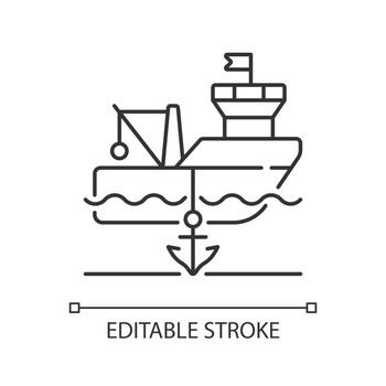Anchored ship linear icon