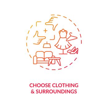 Choose clothing, surroundings concept icon.
