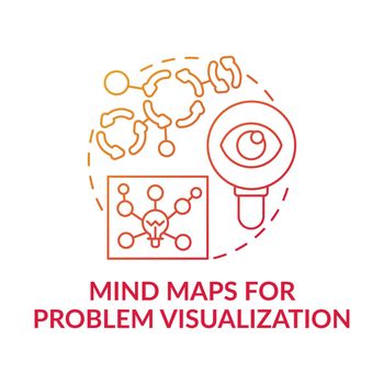 Mind maps for problem visualization red gradient concept icon
