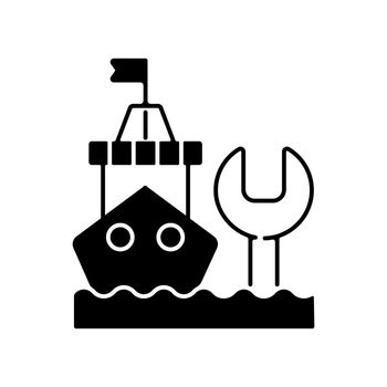 Ship maintenance and repair black linear icon