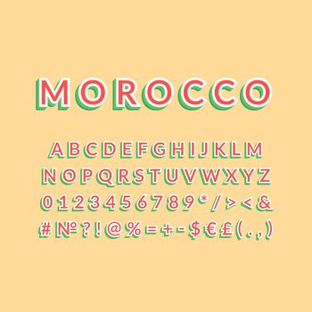 Morocco vintage 3d vector alphabet set