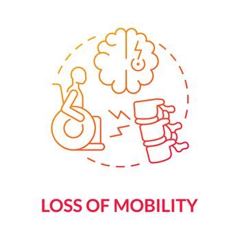 Loss of mobility gradient red concept icon