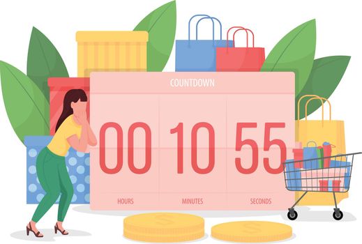 Countdown to Black friday flat concept vector illustration