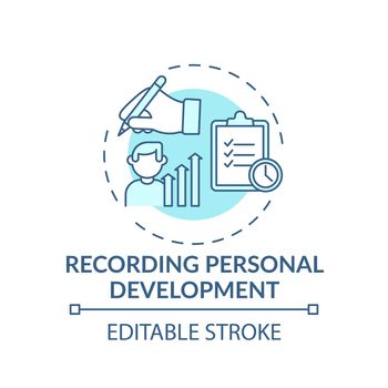 Recording personal development turquoise concept icon