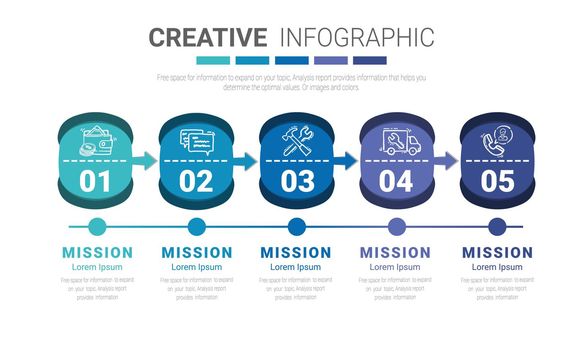 Infographic design template with numbers 5 option