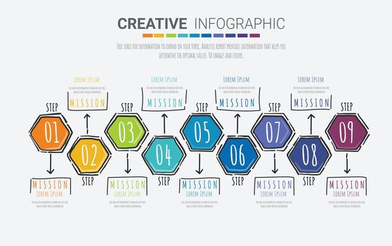 Infographic design Hand drawing style, 9 option for Presentation infographic