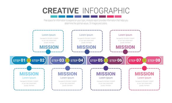 Infographics element design for 8 option, can be used for Business concept steps or processes, Data visualization.
