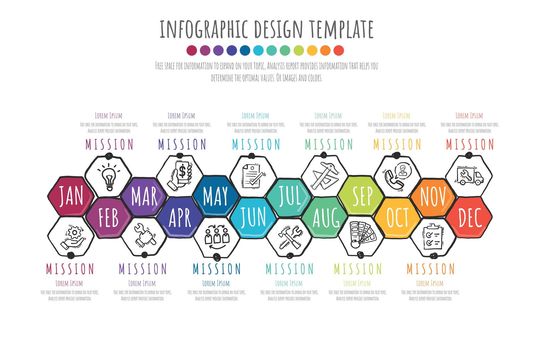 Hand drawing elements for Infographic all months