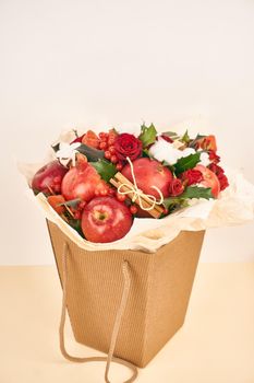 fruit vitamins decoration romance gift food pink background. High quality photo