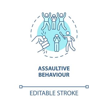 Assaultive behavior blue concept icon