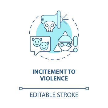 Incitement to violence blue concept icon