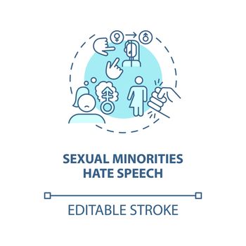 Sexual minorities hate speech blue concept icon