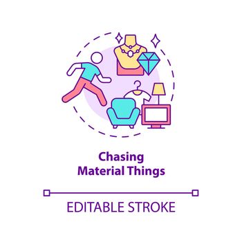 Chasing material things concept icon