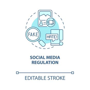 Social media regulation blue concept icon