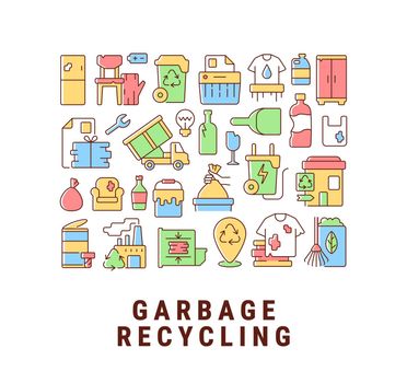 Garbage recycling abstract color concept layout with headline