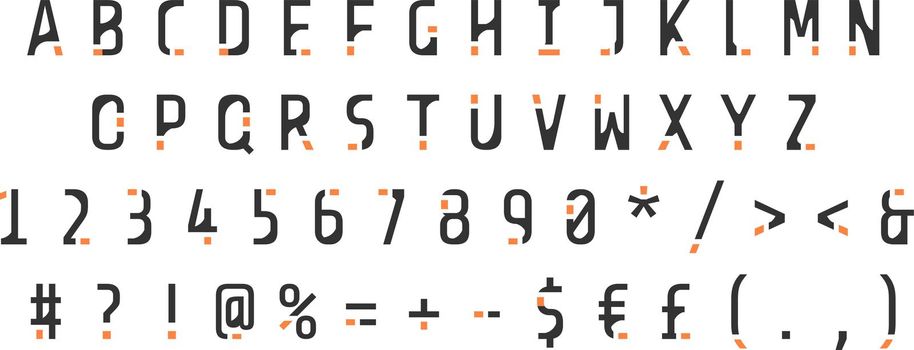 Bold rounded alphabet set with decor. Vector decorative typography. Decorative typeset style. Latin script for headers. Trendy letters and numbers for graphic posters, banners, invitations texts