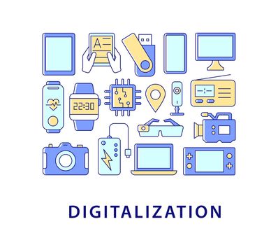 Digitalization abstract color concept layout with headline