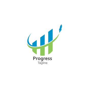 rocket progress logo,good progress logo vector icon illustration