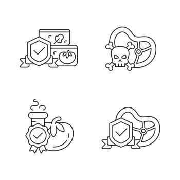 Food production certification linear icons set