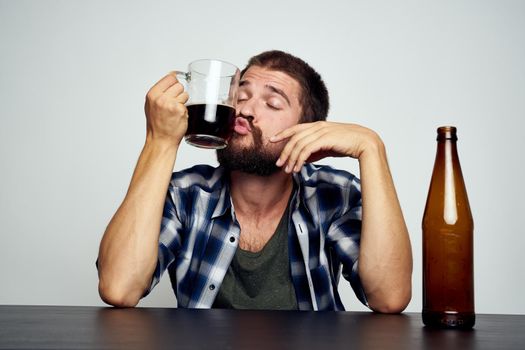 drunk man beer alcohol emotions fun isolated background