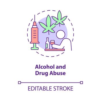 Alcohol and drug abuse concept icon