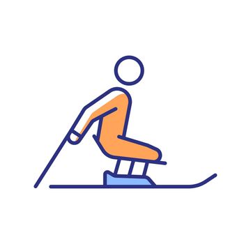 Alpine skiing RGB color icon