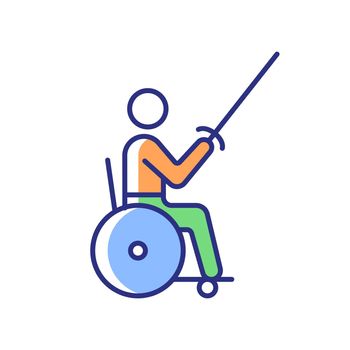 Wheelchair fencing RGB color icon