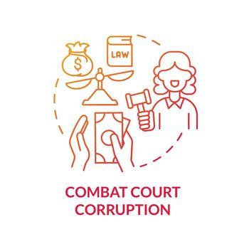 Combat court corruption red concept icon