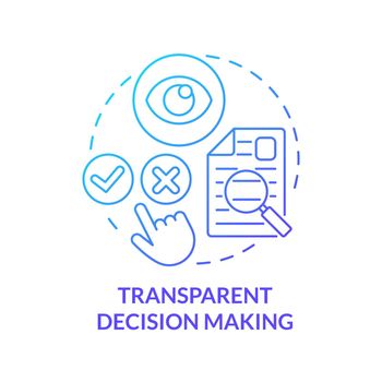 Transparent decision making blue concept icon