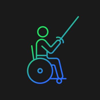 Wheelchair fencing gradient vector icon for dark theme