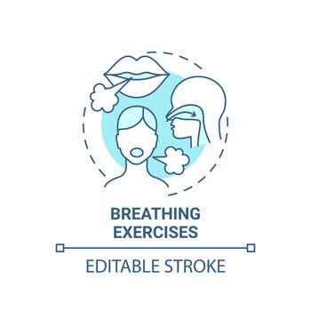 Breathing exercises blue concept icon