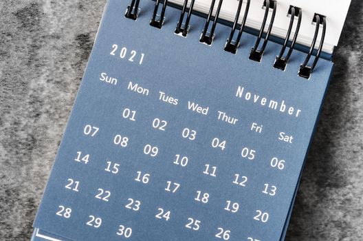 November 2021 desk calendar.