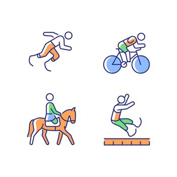 Adaptive sports RGB color icons set
