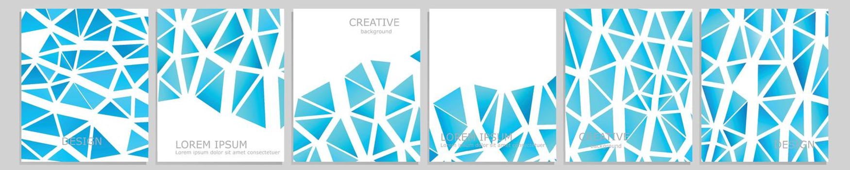 Set of vector cover notebook design. Abstract blue minimal triangles halftone template design for notebook paper, copybook brochures, book, magazine. Planner and diary cover for print